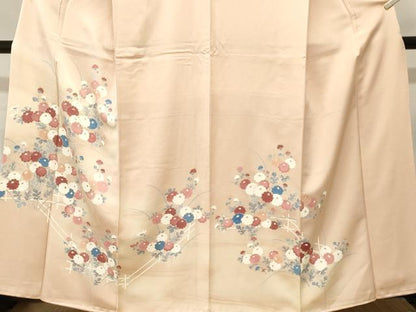 平和屋着物■訪問着　流水草花文　暈し染め　正絹　逸品　CABK3672ev