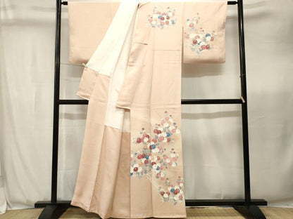平和屋着物■訪問着　流水草花文　暈し染め　正絹　逸品　CABK3672ev