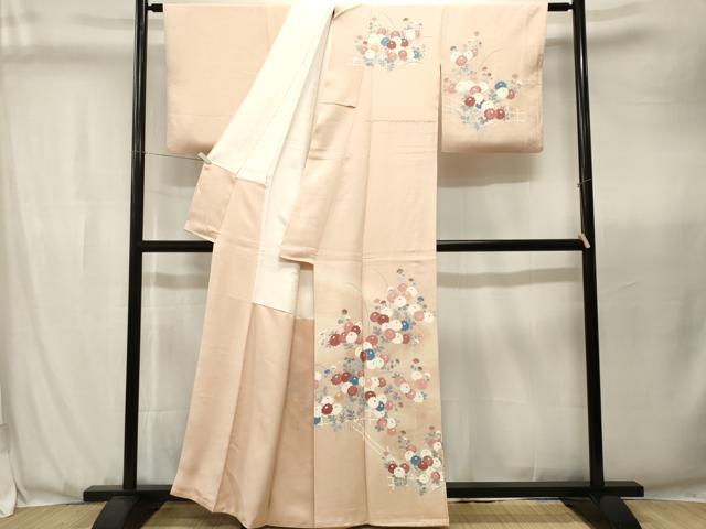 平和屋着物■訪問着　流水草花文　暈し染め　正絹　逸品　CABK3672ev