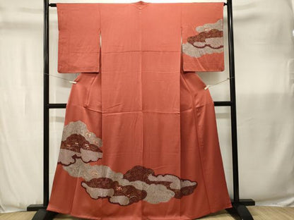 平和屋着物■訪問着　刺繍　絞り　貝合せ草花笹文　金彩　正絹　逸品　CABK3673ev