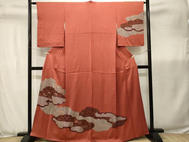 平和屋着物■訪問着　刺繍　絞り　貝合せ草花笹文　金彩　正絹　逸品　CABK3673ev