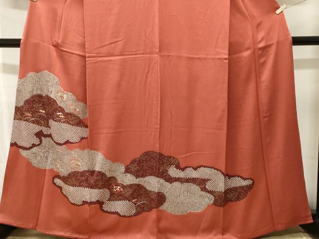 平和屋着物■訪問着　刺繍　絞り　貝合せ草花笹文　金彩　正絹　逸品　CABK3673ev