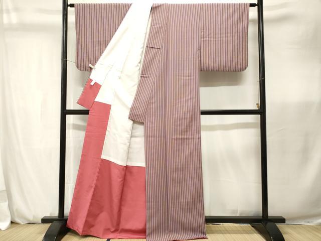 平和屋着物■小紋　縞　洗える着物　CABK3686ev