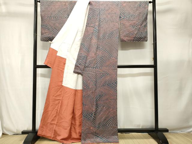 平和屋着物■上質な小紋　総絞り　抽象文　正絹　逸品　CABK3692ev