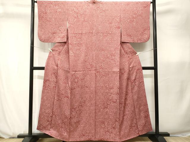 平和屋着物■上質な小紋　総絞り　立涌菊文　正絹　逸品　CABK3693ev