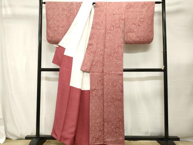平和屋着物■上質な小紋　総絞り　立涌菊文　正絹　逸品　CABK3693ev