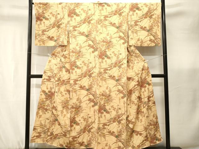 平和屋着物■上質な小紋　芝草花文　正絹　逸品　CABK3701ev