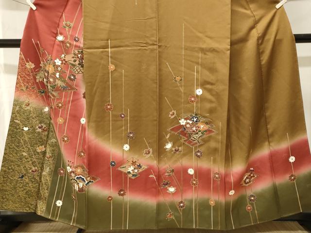 平和屋着物■訪問着　松皮菱花車文　金彩　正絹　逸品　CABK3703ev