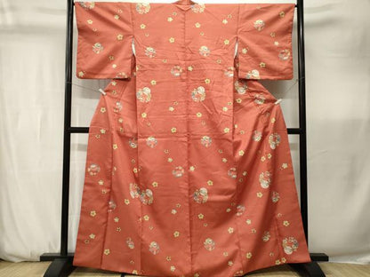 平和屋着物■小紋　兎　草花文　洗える着物　CABK3709ev