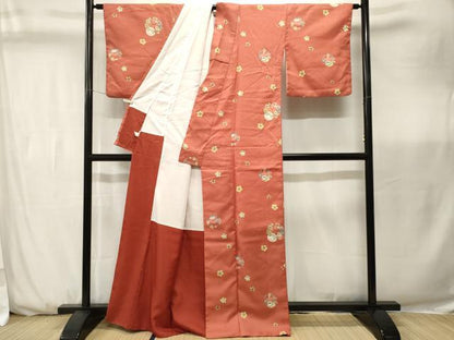 平和屋着物■小紋　兎　草花文　洗える着物　CABK3709ev