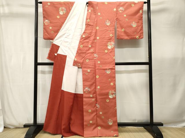 平和屋着物■小紋　兎　草花文　洗える着物　CABK3709ev