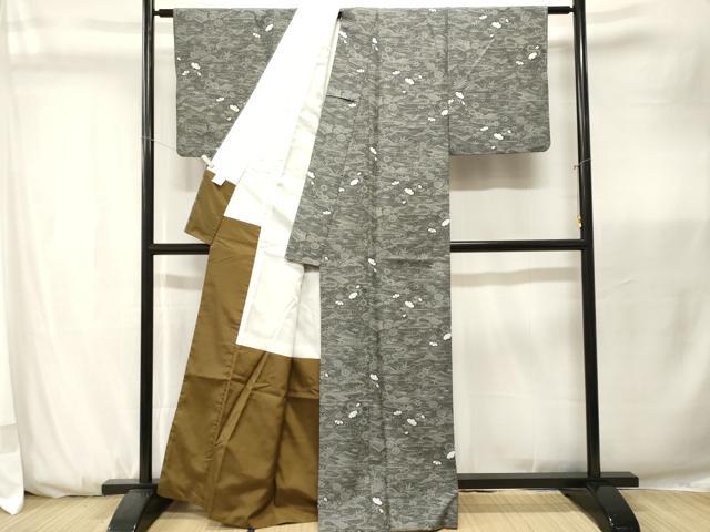 平和屋着物■小紋　舞花文　御所解文　黒地　洗える着物　CABK3712ev