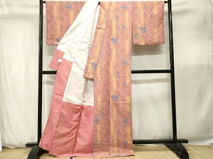 平和屋着物■小紋　色紙花唐草文　洗える着物　CABK3713ev
