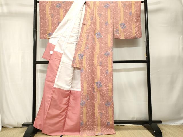 平和屋着物■小紋　色紙花唐草文　洗える着物　CABK3713ev