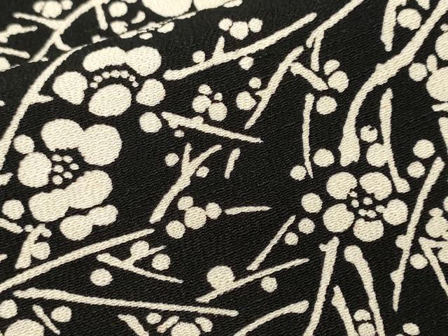 平和屋着物■小紋　枝花文　黒地　洗える着物　CABK3716ev