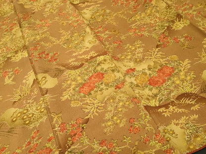 平和屋着物■上質な小紋　休み鳥草花文　暈し染め　鬼しぼ縮緬　正絹　逸品　CABK3730ev