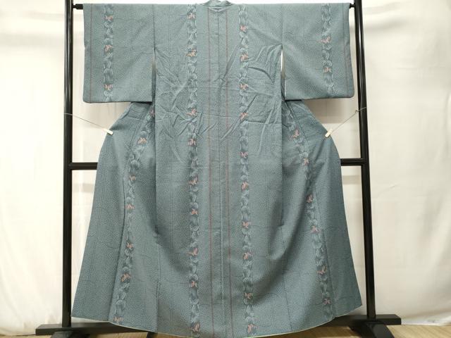 平和屋着物■小紋　芝草舞蝶間道　洗える着物　CABK3735ev