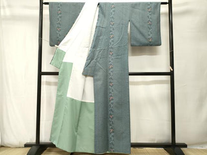 平和屋着物■小紋　芝草舞蝶間道　洗える着物　CABK3735ev