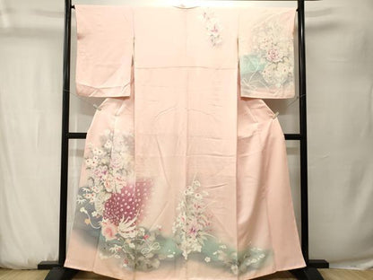 平和屋着物■訪問着　花車文　孔雀　暈し染め　正絹　逸品　CABK3739ev