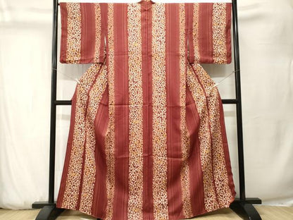 平和屋着物■小紋　桜　間道　洗える着物　CABK3742ev