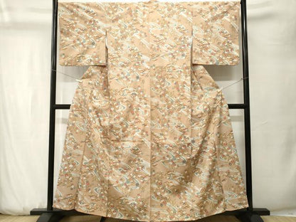 平和屋着物■上質な小紋　流水枝花文　金彩　正絹　逸品　CABK3744ev