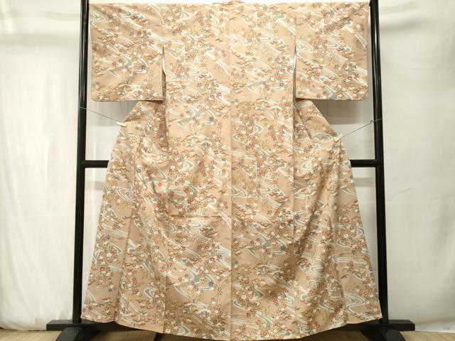 平和屋着物■上質な小紋　流水枝花文　金彩　正絹　逸品　CABK3744ev