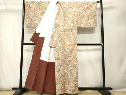 平和屋着物■上質な小紋　流水枝花文　金彩　正絹　逸品　CABK3744ev
