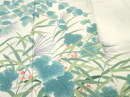 平和屋着物■訪問着　芒　木の実蔦の葉文　暈し染め　正絹　逸品　CABK3747ev