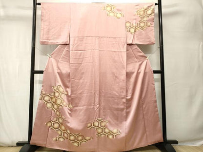平和屋着物■訪問着　駒刺繍　亀甲文　金彩　正絹　逸品　CABK3757ev