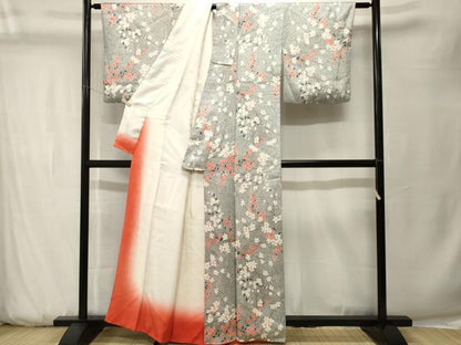 平和屋着物■上質な小紋　枝花文　たたき染め　正絹　逸品　CABK3759ev