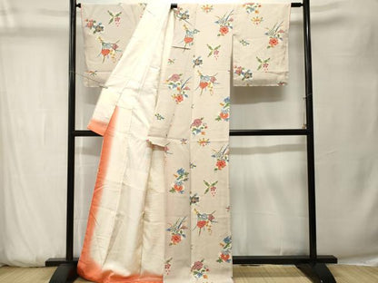 平和屋着物■上質な小紋　型染め　草花文　正絹　逸品　CABK3760ev