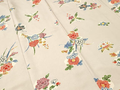 平和屋着物■上質な小紋　型染め　草花文　正絹　逸品　CABK3760ev