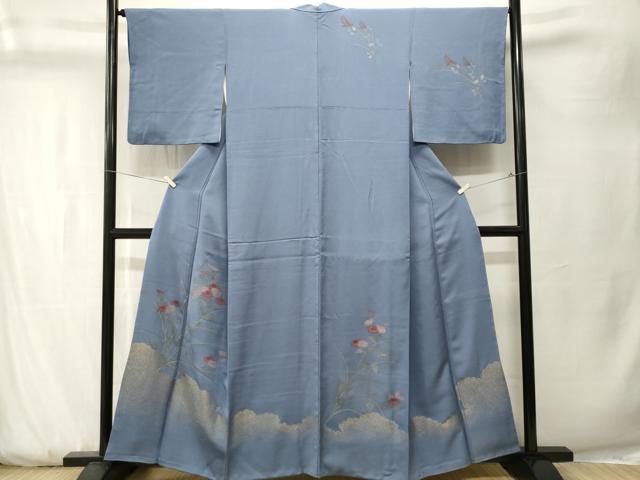 平和屋着物■訪問着　寿光織　草花文　金彩　正絹　逸品　CABK3762ev