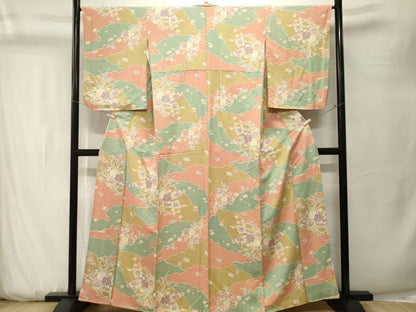 平和屋着物■上質な小紋　雪輪草花文　正絹　逸品　CABK3765ev
