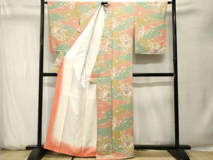 平和屋着物■上質な小紋　雪輪草花文　正絹　逸品　CABK3765ev