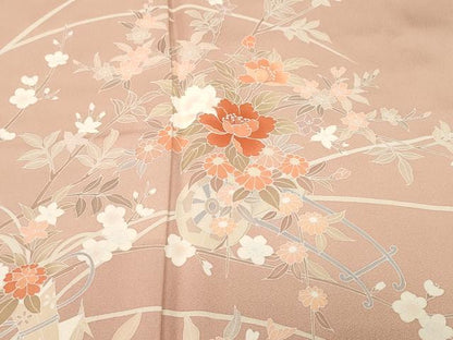 平和屋着物■訪問着　花車文　草花文　正絹　逸品　CABK3767ev