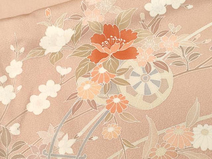 平和屋着物■訪問着　花車文　草花文　正絹　逸品　CABK3767ev