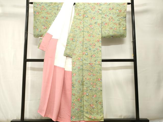 平和屋着物■上質な小紋　枝花蝶文　正絹　逸品　CABK3770ev