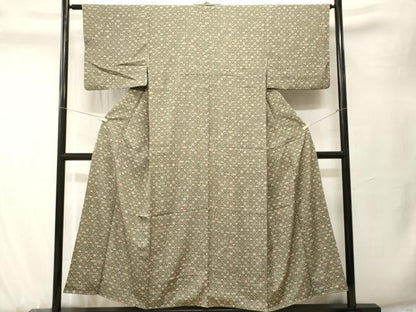 平和屋着物■上質な小紋　扇面花蝶文　正絹　逸品　CABK3781ev