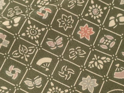 平和屋着物■上質な小紋　扇面花蝶文　正絹　逸品　CABK3781ev
