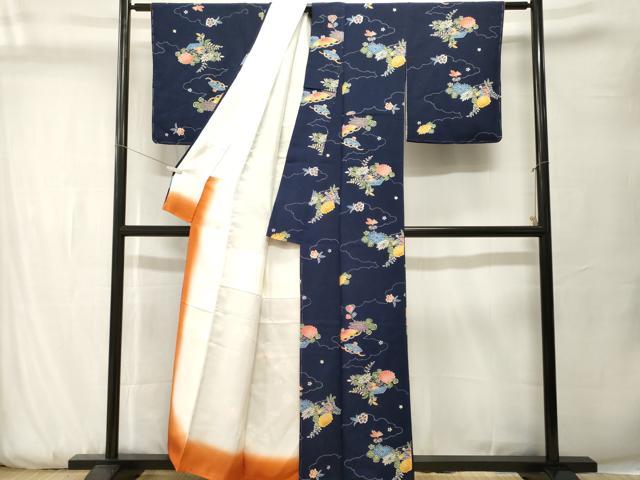 平和屋着物■上質な小紋　雲取り草花文　正絹　逸品　CABK3782ev