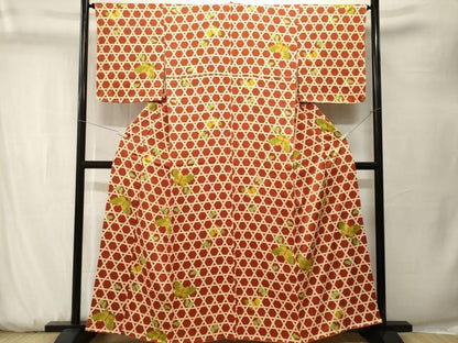 平和屋着物■上質な小紋　籠目舞蝶文　銀彩　正絹　逸品　CABK3784ev