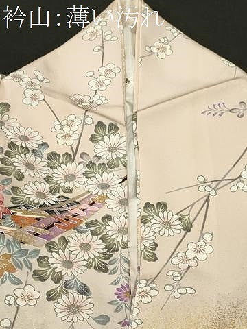 平和屋着物■上質な小紋　扇枝花文　暈し染め　金彩　正絹　逸品　CABK3785ev