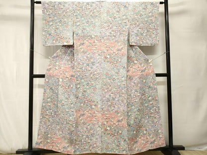 平和屋着物■上質な小紋　松竹梅御所車花文　正絹　逸品　CABK3789ev