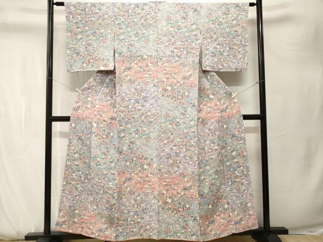 平和屋着物■上質な小紋　松竹梅御所車花文　正絹　逸品　CABK3789ev