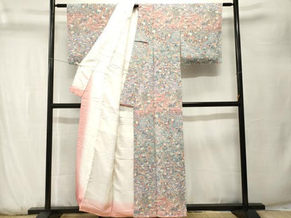 平和屋着物■上質な小紋　松竹梅御所車花文　正絹　逸品　CABK3789ev