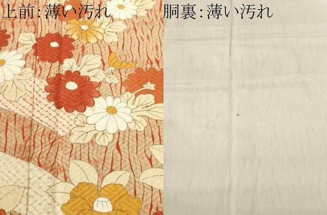 平和屋着物■訪問着　刺繍　草花文　金彩　正絹　逸品　CABK3790ev