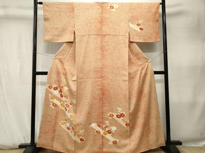 平和屋着物■訪問着　刺繍　草花文　金彩　正絹　逸品　CABK3790ev
