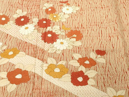 平和屋着物■訪問着　刺繍　草花文　金彩　正絹　逸品　CABK3790ev
