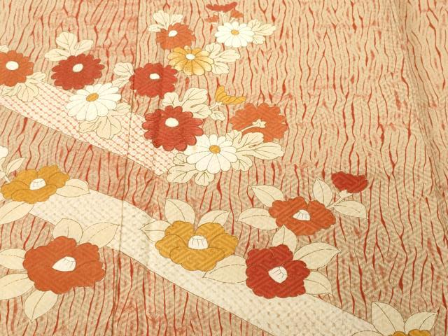 平和屋着物■訪問着　刺繍　草花文　金彩　正絹　逸品　CABK3790ev